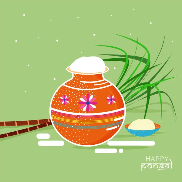 快乐 Pongal 祝愿或问候背景设计. — 图库矢量图片