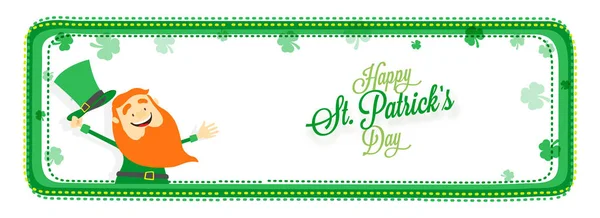 Happy St. Patrick's Day Banner Design with Happy Leprechaun on c — Stock Vector