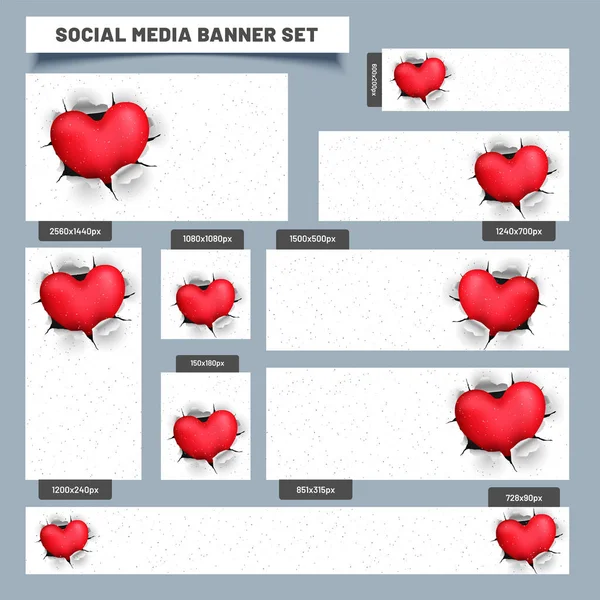 Social Media Post o banner con il cuore che esce da pap strappato — Vettoriale Stock