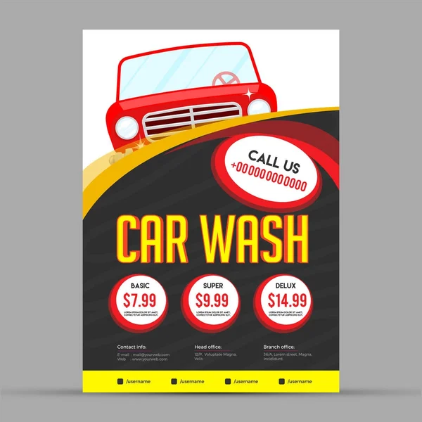 Car Wash Service Banner, Poster, Flyer or Rate Card Design for Y — Stock Vector