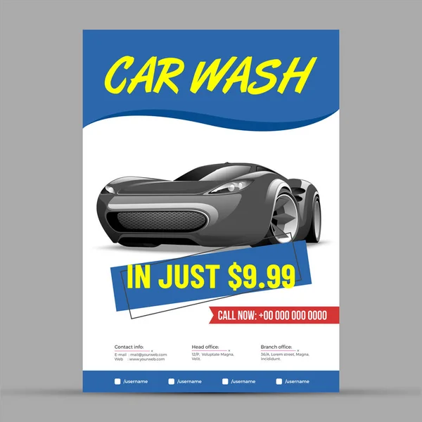 Car Wash Service Banner, Poster, Flyer or Rate Card Design for Y — Stock Vector