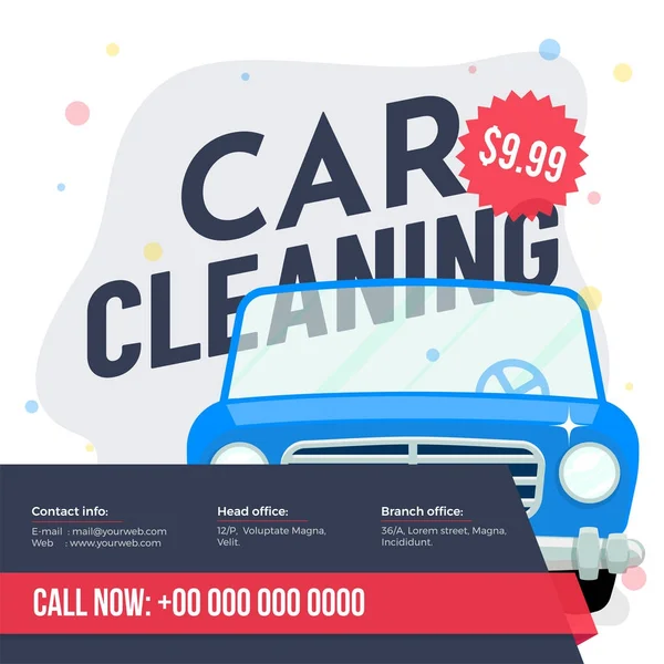 Car Wash Service Banner, Poster, Flyer or Rate Card Design for Y — Stock Vector