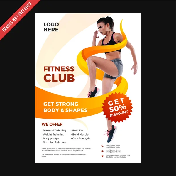 Fitness Club Flyer & Plantilla de cubierta de póster . — Vector de stock