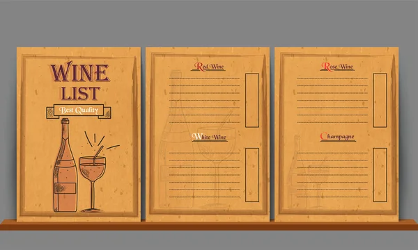 Vintage restaurante bar vino cócteles y bebidas alcohólicas menú — Vector de stock