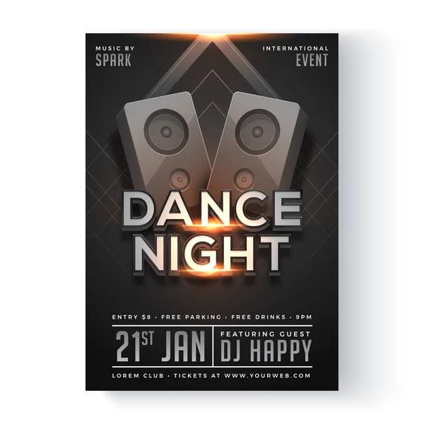 Dance Night Flyer, Banner or Poster Design. — Stock Vector
