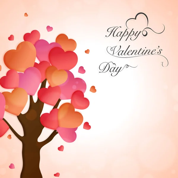 Love tree with glossy hearts, Happy Valentines Day concept. — Stock Vector