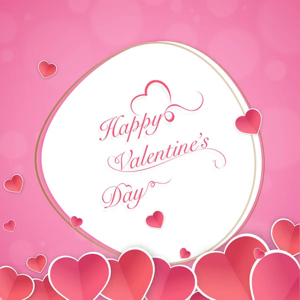 Różowy papier serca dla Happy Valentines Day celebration. — Wektor stockowy