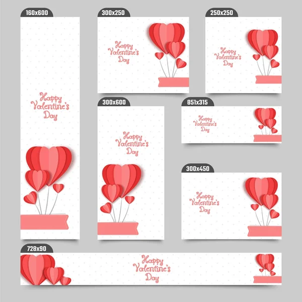 Social Media Post ou Banners com balões de ar quente de papel vermelho em — Vetor de Stock