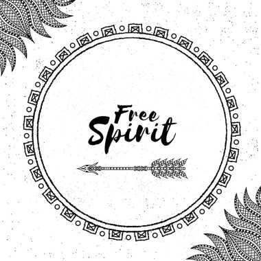 Tüy gibi Boho tarzı çerçeveler etnik elle çizilmiş elemanları ile,