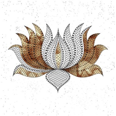 Güzel süs Boho stil Lotus çiçeği renkli sıçrama üzerinde 