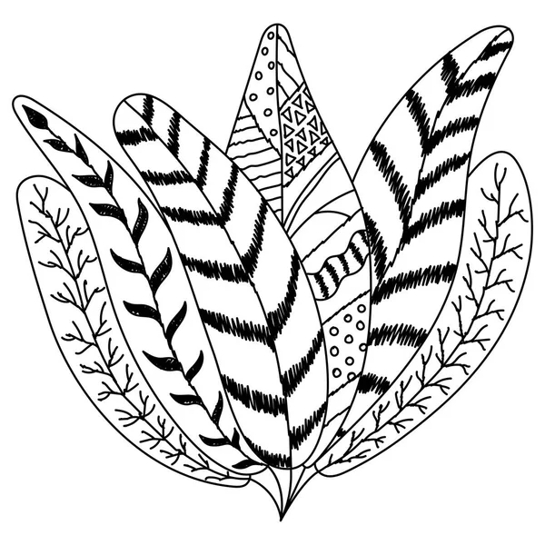 Conception de plume décorative de style Boho, Éléments dessinés à la main créatifs — Image vectorielle