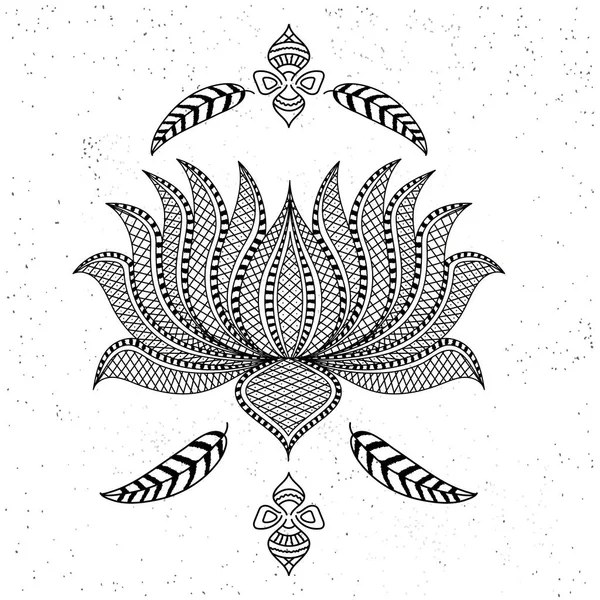 Bellissimo fiore di loto in stile Boho ornamentale. Disegno creativo mano — Vettoriale Stock