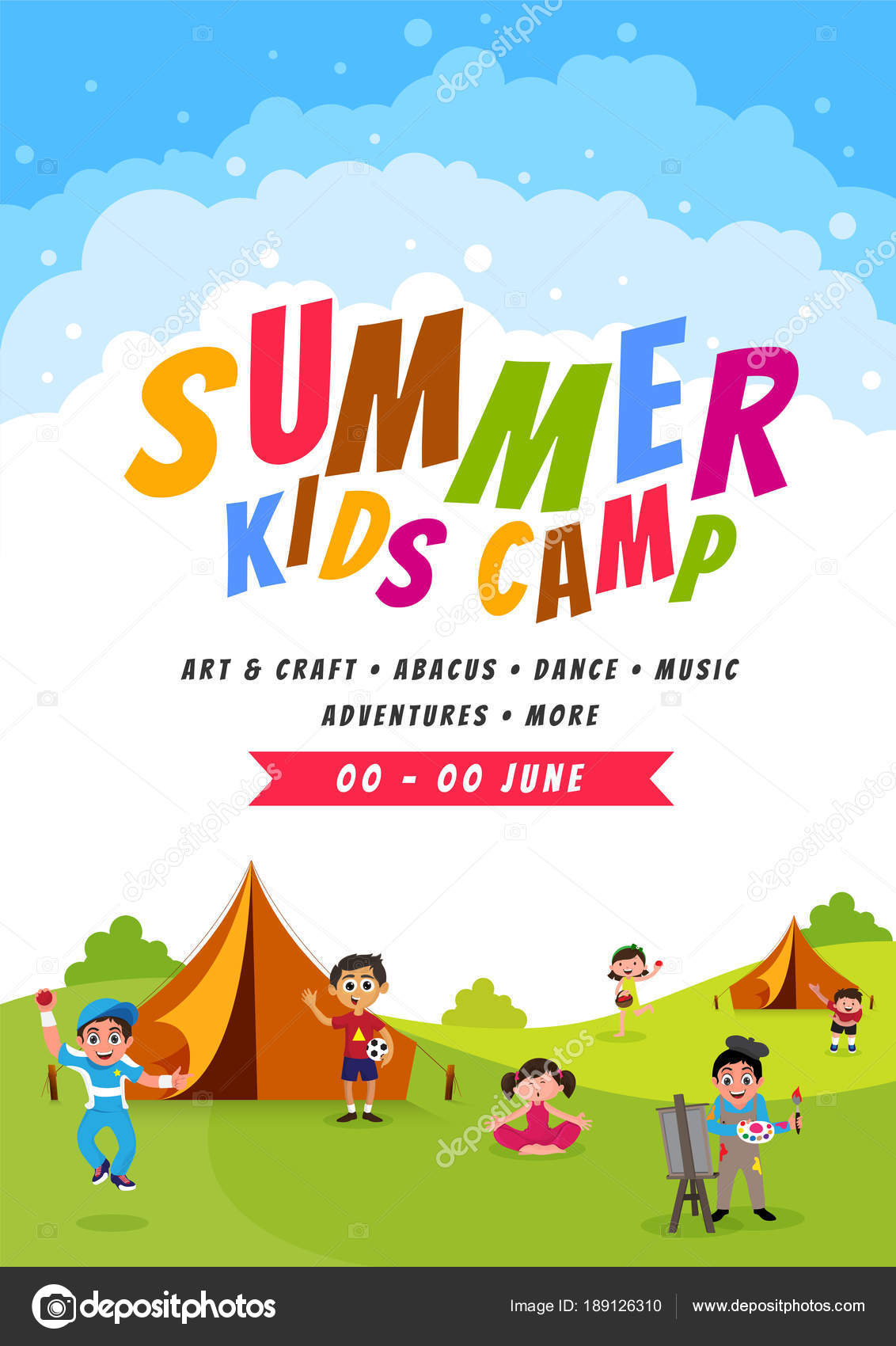 Summer camp poster, flyer or banner design. Stock Vector Image by  ©alliesinteract #189126310