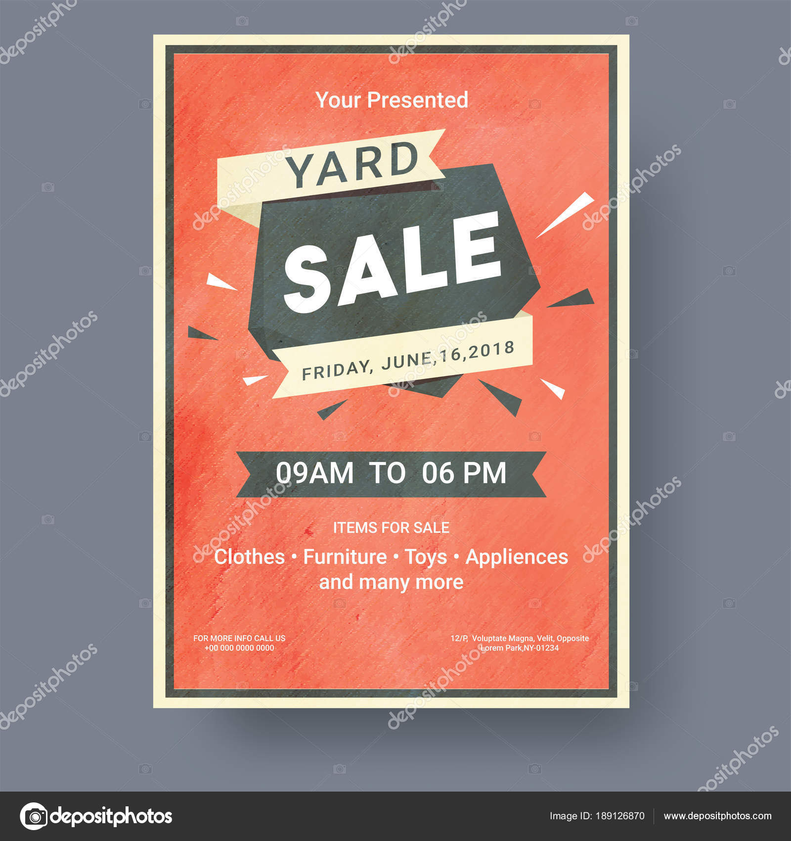 Garage or yard sale event announcement printable poster or banne Throughout Free Yard Sale Flyer Template
