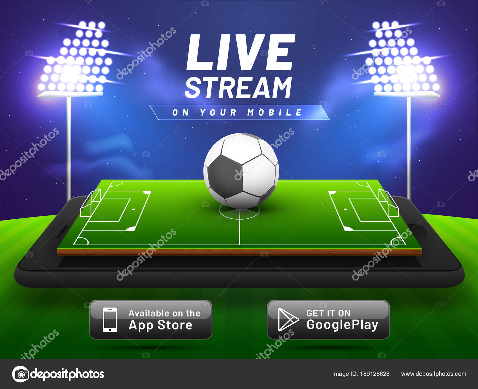 Football match, live streaming concept, with stadium on a smart Stock Vector by ©alliesinteract 189128628