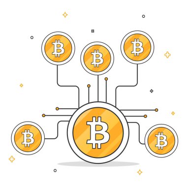 Bitcoins ağ, cryptocurrency kavramı.