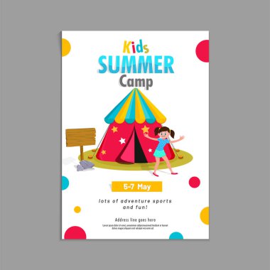 Yaz kampı afiş, el ilanı veya banner tasarım.