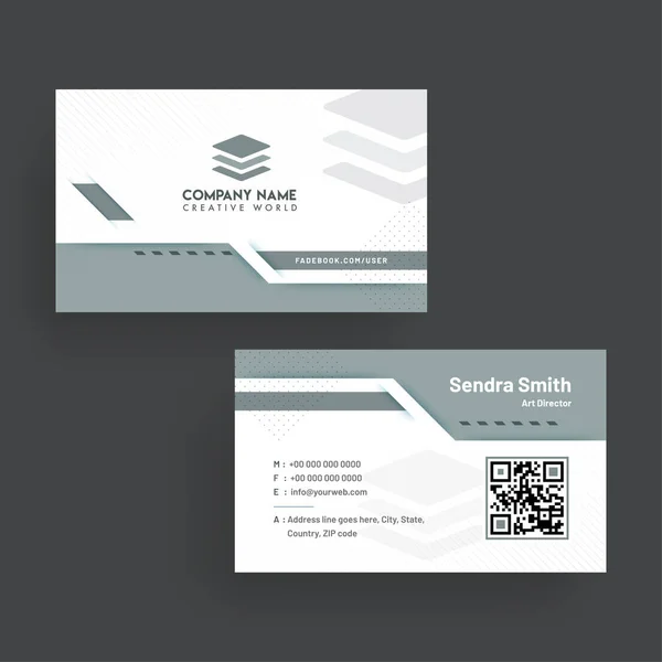 Cartão de visita horizontal com apresentação frontal e traseira . — Vetor de Stock