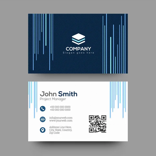 Horizontal business card with front and back presentation. — Stock Vector