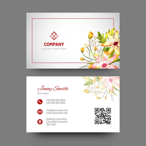 Horizontal business card with front and back presentation. — Stock Vector