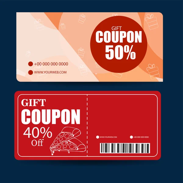 Buono regalo, certificato, carta sconto o modello di coupon . — Vettoriale Stock