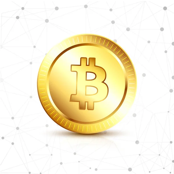 Goldener Bitcoin auf grauem Hintergrund. — Stockvektor