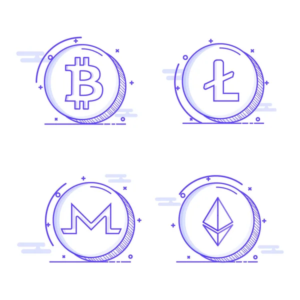 Flat style cryptocurrencies symbol. — Stock Vector