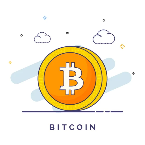 Style plat Bitcoin sur fond abstrait . — Image vectorielle