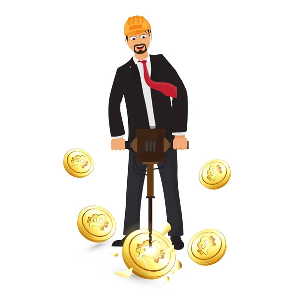 Concepto minero Cryptocurrines . — Vector de stock