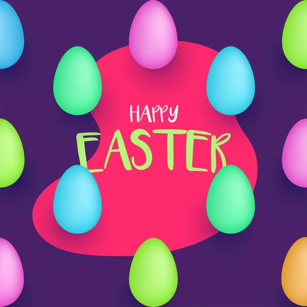 Colorful eggs pattern on purple background.  Happy Easter concep — Stock Vector