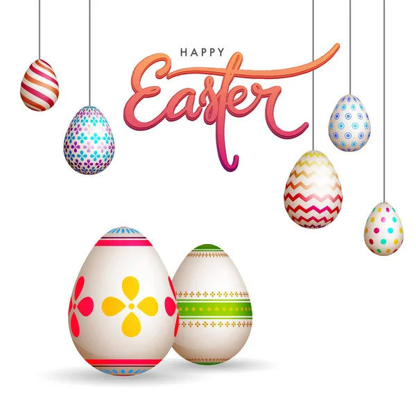 Huevos de Pascua coloridos sobre fondo blanco. — Vector de stock