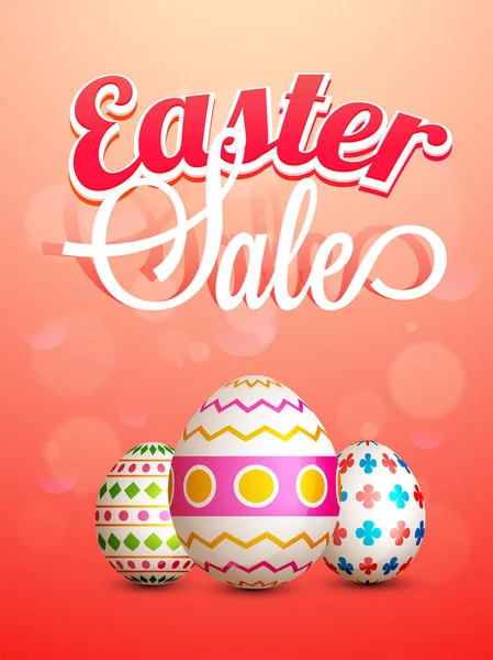 彩色彩绘鸡蛋粉红色背景。复活节销售理念. — 图库矢量图片