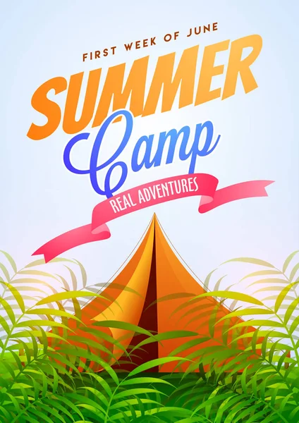 Summer camp poster, flyer or banner design. — Stock Vector