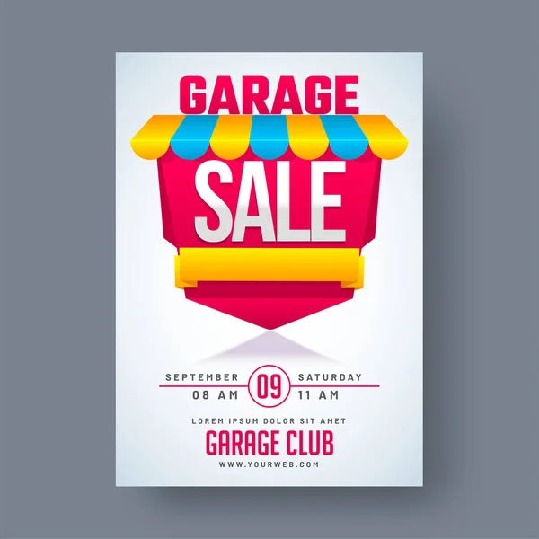 Annonce d'événement de vente de garage ou de cour affiche imprimable ou banne — Image vectorielle