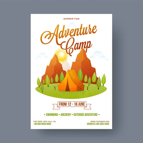 Summer camp poster, flyer or banner design. — Stock Vector