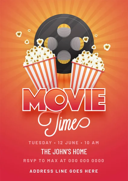 Movie time concept.Creative template for cinema poster, banner i — Stock Vector