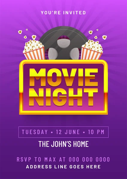 Movie night concept.Modello creativo per poster cinematografico, banner — Vettoriale Stock