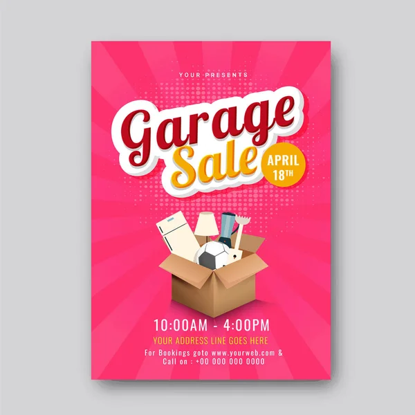 Garage or yard sale event announcement printable poster or banne — Stock Vector