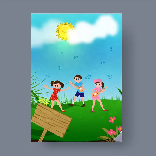 Summer camp poster, flyer or banner design. — Stock Vector