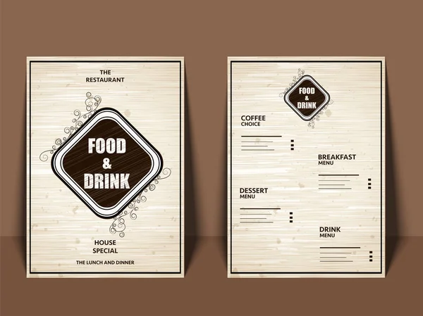Restaurante Menú Diseño de tarjeta con vista frontal y trasera . — Vector de stock
