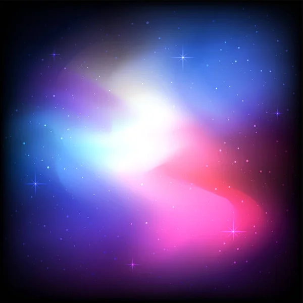 Fond de galaxie cosmique avec nébuleuse, poussière d'étoiles et brillance brillante — Image vectorielle