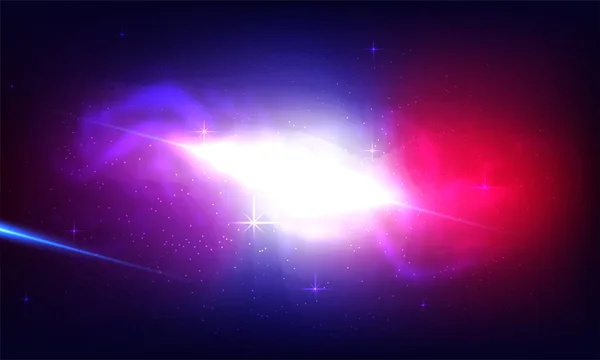 Fondo cósmico de galaxia con nebulosa, polvo de estrellas y brillo brillante — Vector de stock