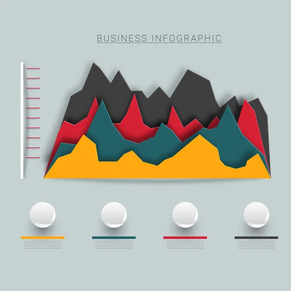Infographie d'entreprise, art du papier, graphiques colorés . — Image vectorielle