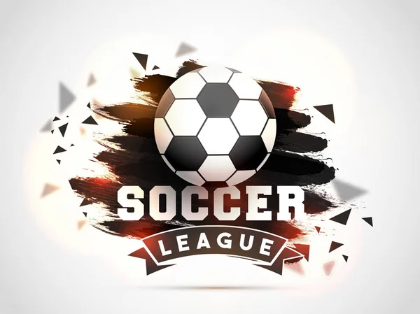 Campeonato de fútbol concepto de liga con pelota de fútbol en grungy br — Vector de stock