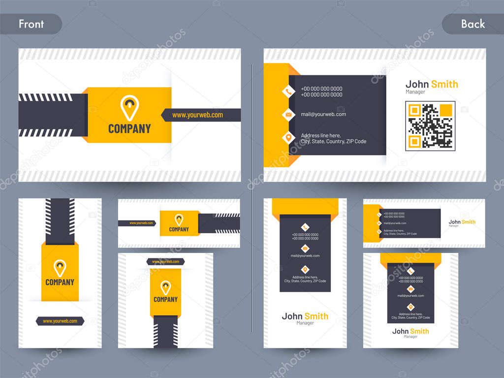 Business card set  with front and back presentation.