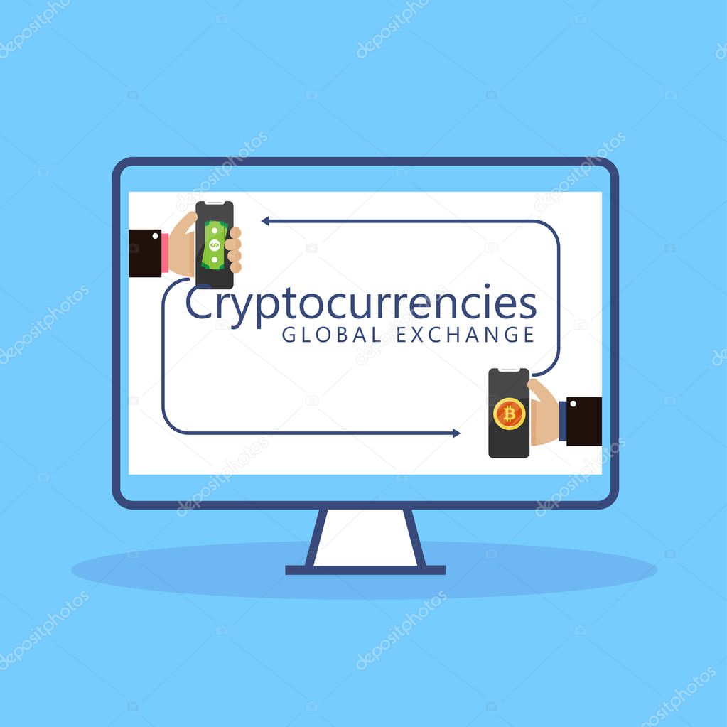 Cryptocurriencies, global exchange concept, digital curriencies 