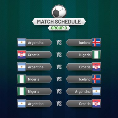 Rusya 2018 Dünya Kupası takvim. Futbol zamanlama tablosu şablonu ,
