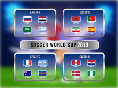 Rusya 2018 Dünya Kupası takvim. Futbol zamanlama tablosu şablonu ,