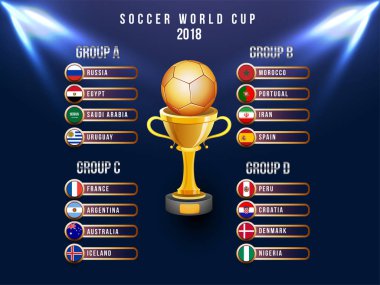 Rusya 2018 Dünya Kupası takvim. Futbol zamanlama tablosu şablonu ,