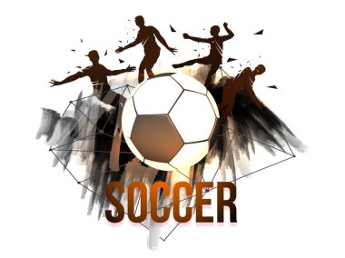 Eylem oynarken oyuncularla futbol kavramı.